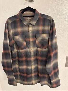 Kuhl Men's Button-Down Plaid Shirt in Rust, Gray, Cream